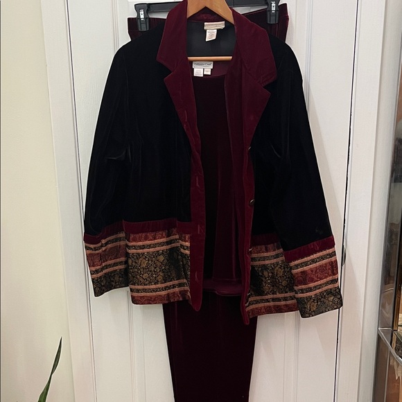 Coldwater Creek Pants - Coldwater Creek Burgundy 3 Piece Velvet Set Size Large